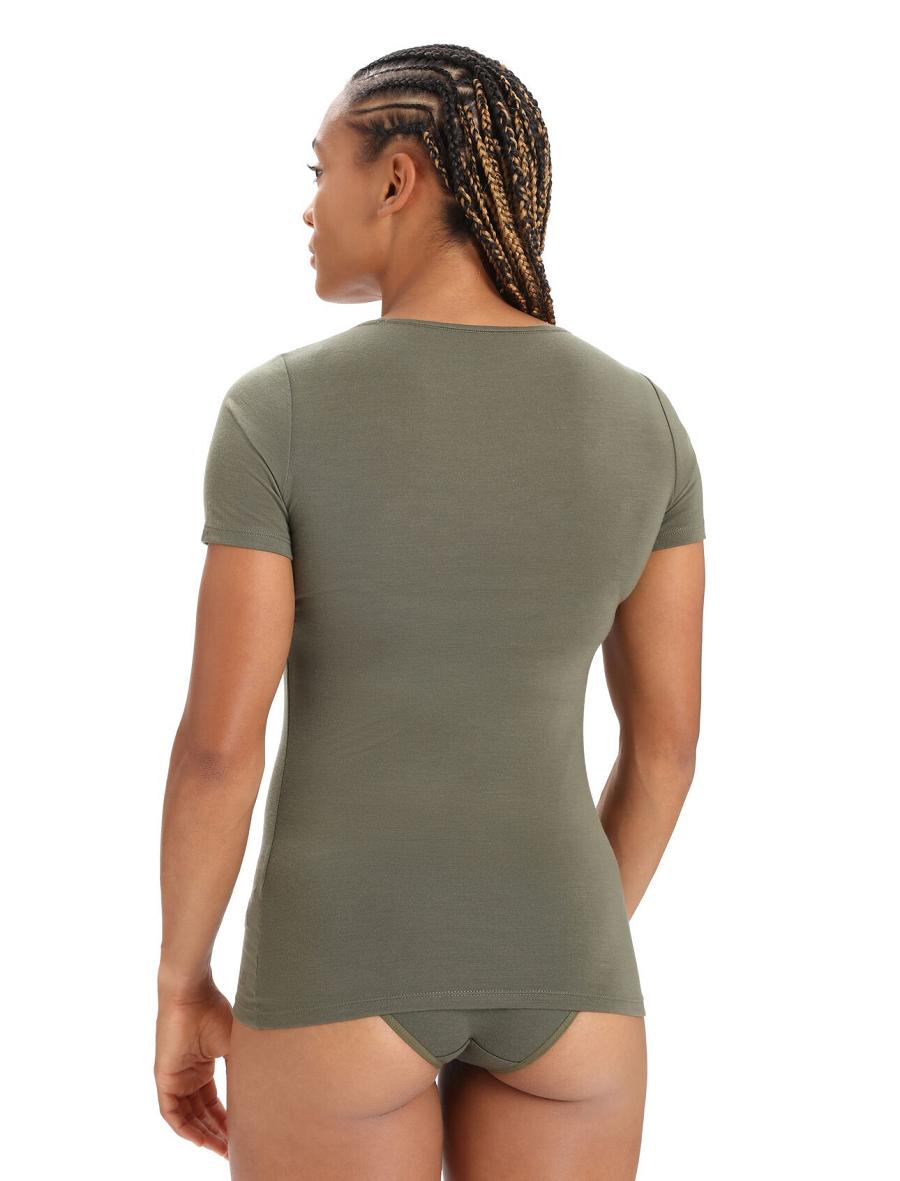 Loden Women's Icebreaker Merino Siren Short Sleeve Sweetheart Top Underwear | USA 1682BEXC